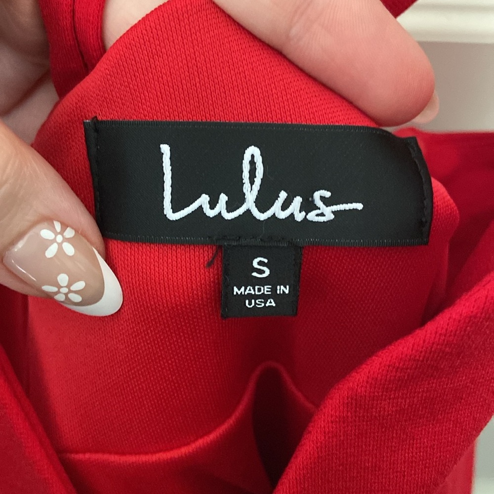 Lulu's Red V-Neck Mini Skater Dress - Picture 10 of 11